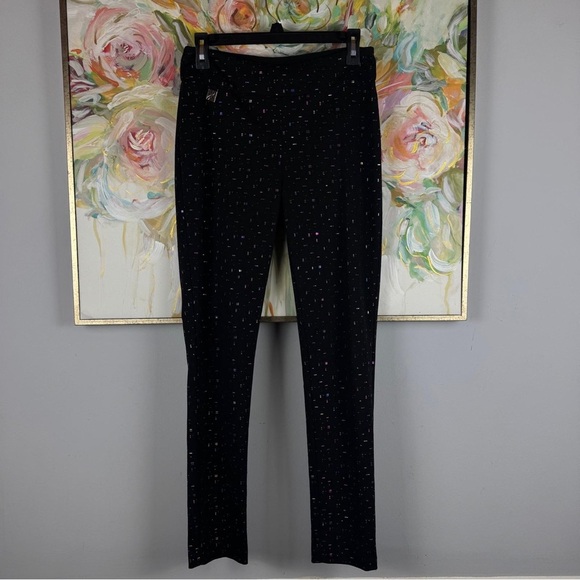 Joseph Ribkoff Black Multicolor Sparkle Pull-On Pants Women’s Size 6 - Picture 4 of 7